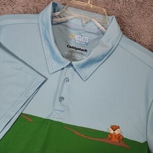 RSVLTS Caddyshack Polo Shirt Mens 2XL Blue Green Gopher Golf Breakfast Balls